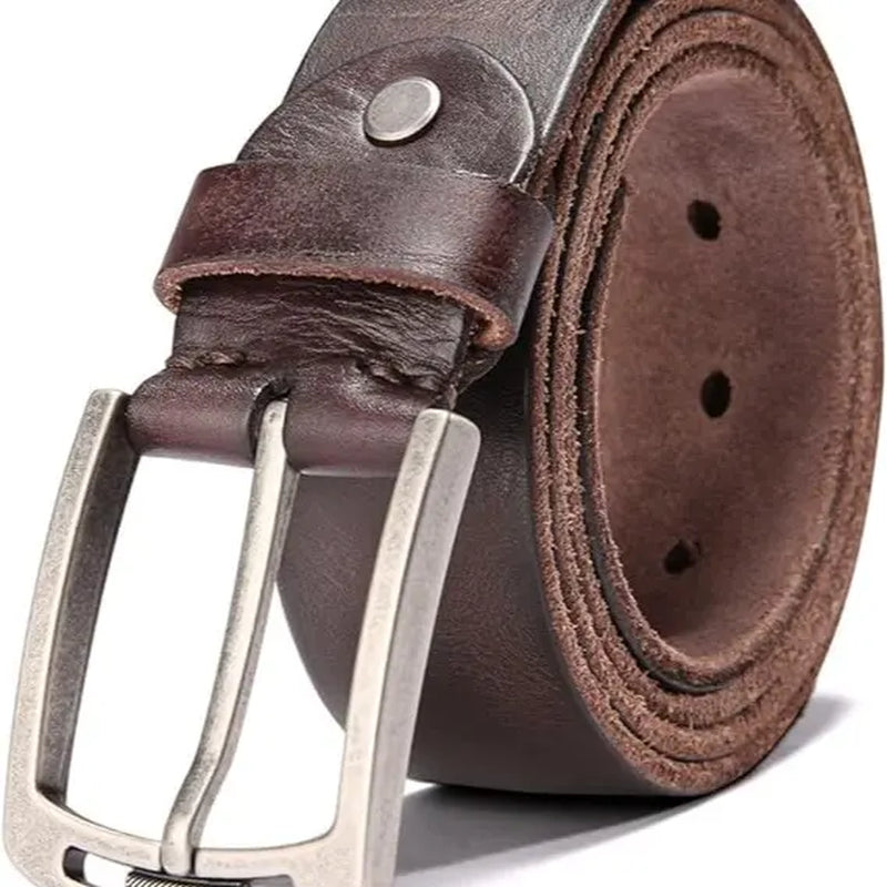 Leather Belts, Fashionable Trendy Versatile Waistbands for Jeans, Italian Cow Leather Belts, Anti-Scratch Buckle, 100% Full Grain Leather, Black Leather Belts, Brown Leather Belts