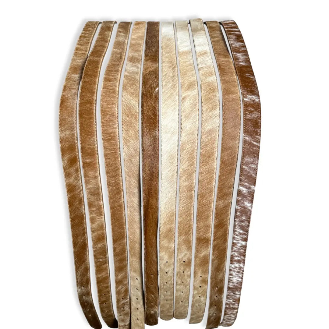 COWHIDE LEATHER BELTS for Men Women Genuine Cowhide Belts Real Hair-On Leather Belt for Cowboys Cowgirls Western Buckle Natural Print