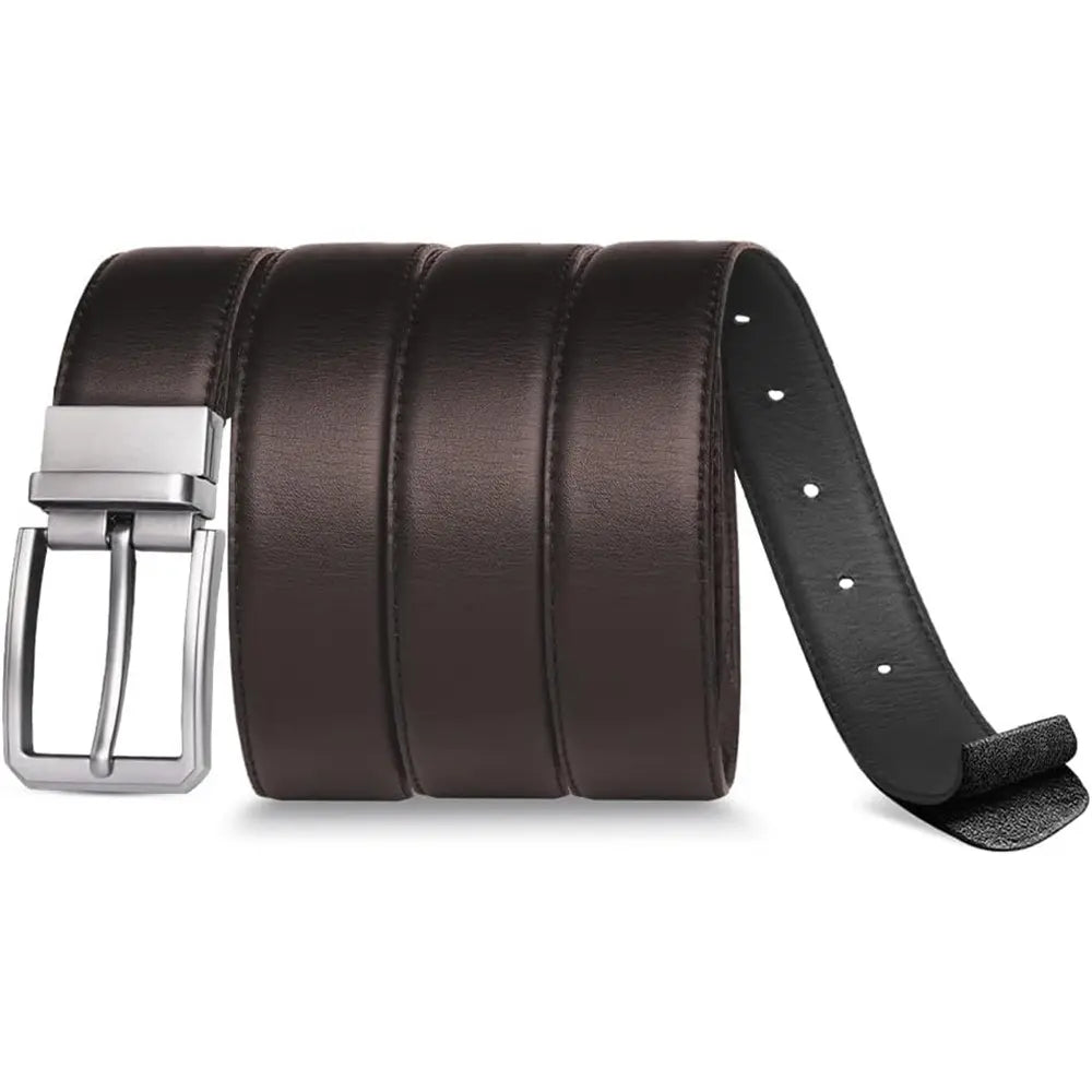 Mens Belt Casual Leather Belts - Reversible Belts for Men - Dual Side Adjustable Buckle Dress Pants Mens Belts