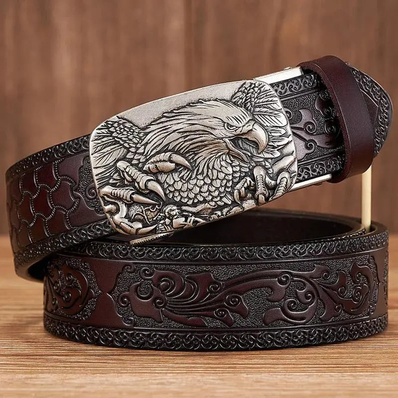 Men'S Leather Belts Belts for Men Genuine Leather Ratchet Belt Automatic Buckle Wide:35Mm Men Automatic Buckle Belt