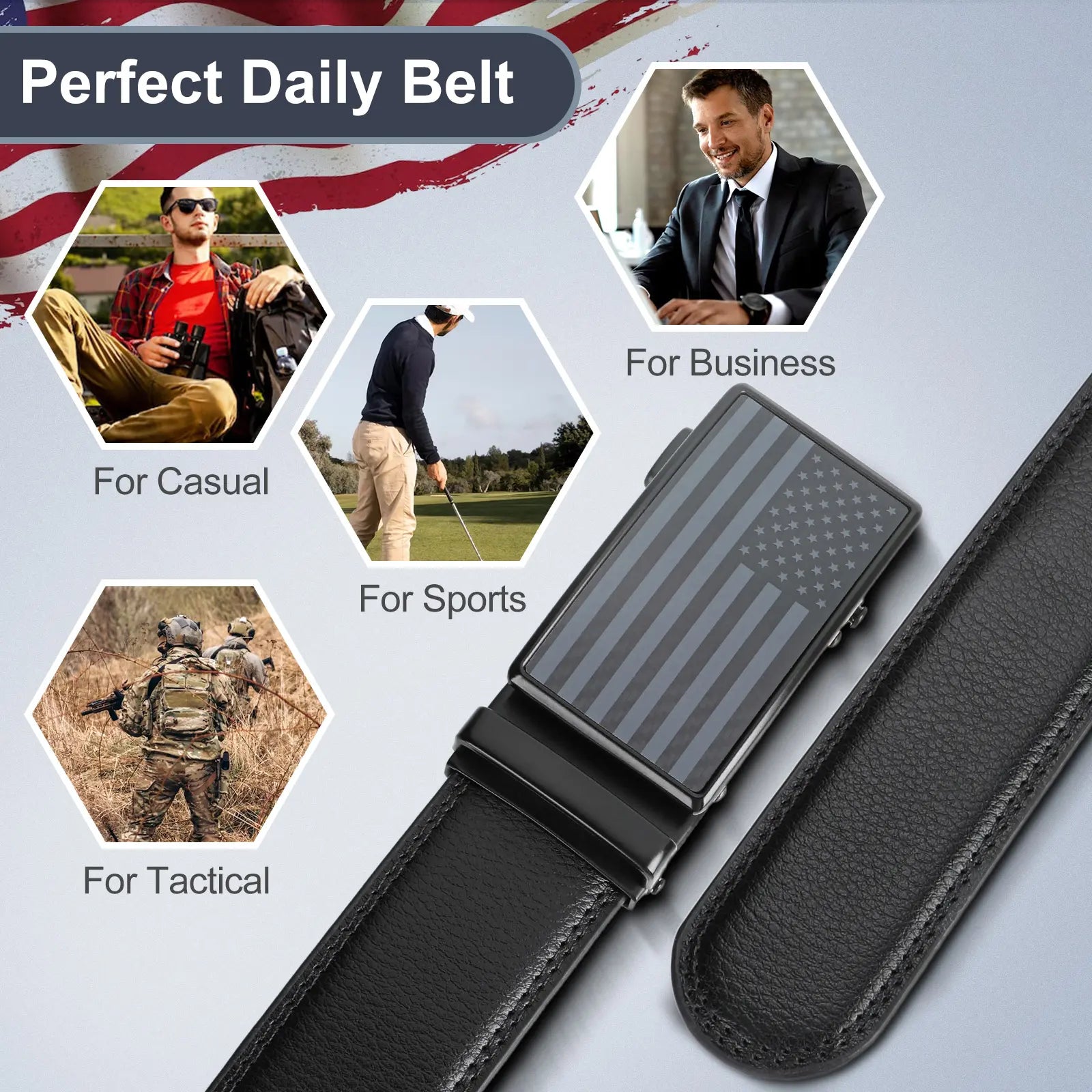 BELTROAD Men'S Belts Leather Ratchet Dress Belts for Men with Adjustable Slide Buckle