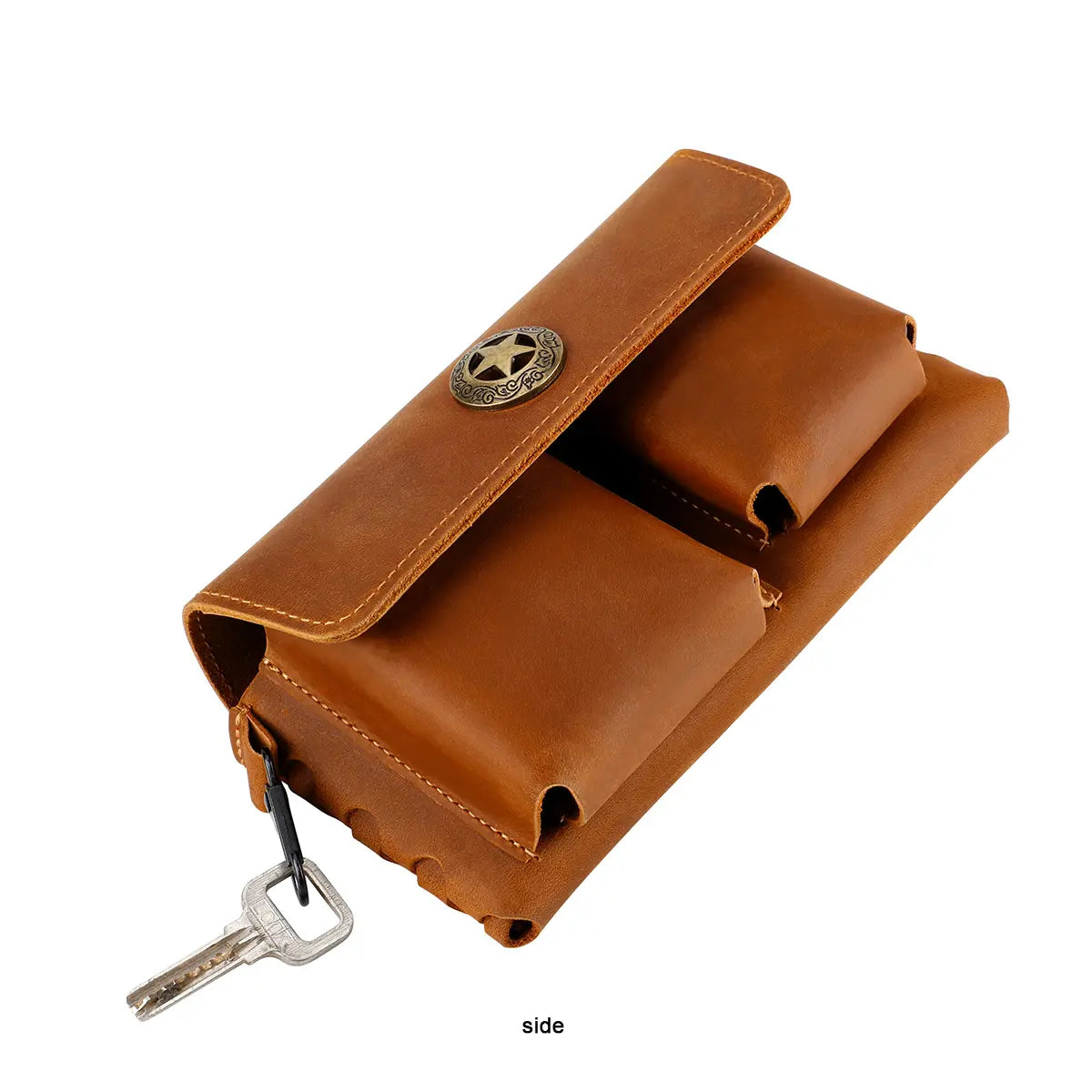 Men'S Leather Waist Bag Phone Holder for Business Travel Everyday Commute Brown Leather Belt Bag Travel Accessory Sleek Accessory Durable Construction Multiple Pockets for Keys & Cards Travelers Business Accessory Modern Pouch Sturdy Construction Beltbag
