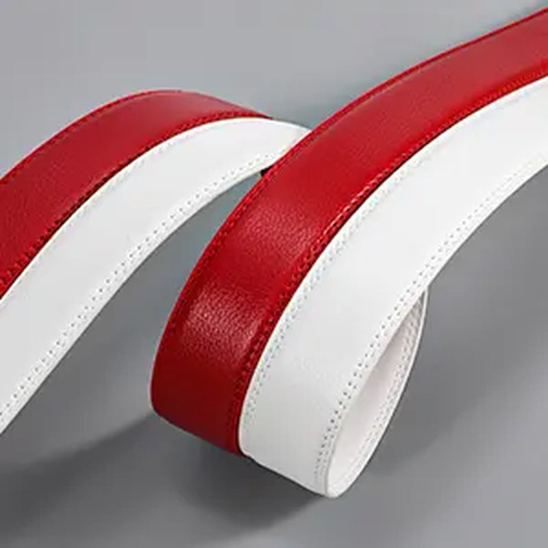 Fashion Ratchet Leather Dress Belt Genuine Leather with Alloy Automatic Buckle Sliding Leather Belt for Men