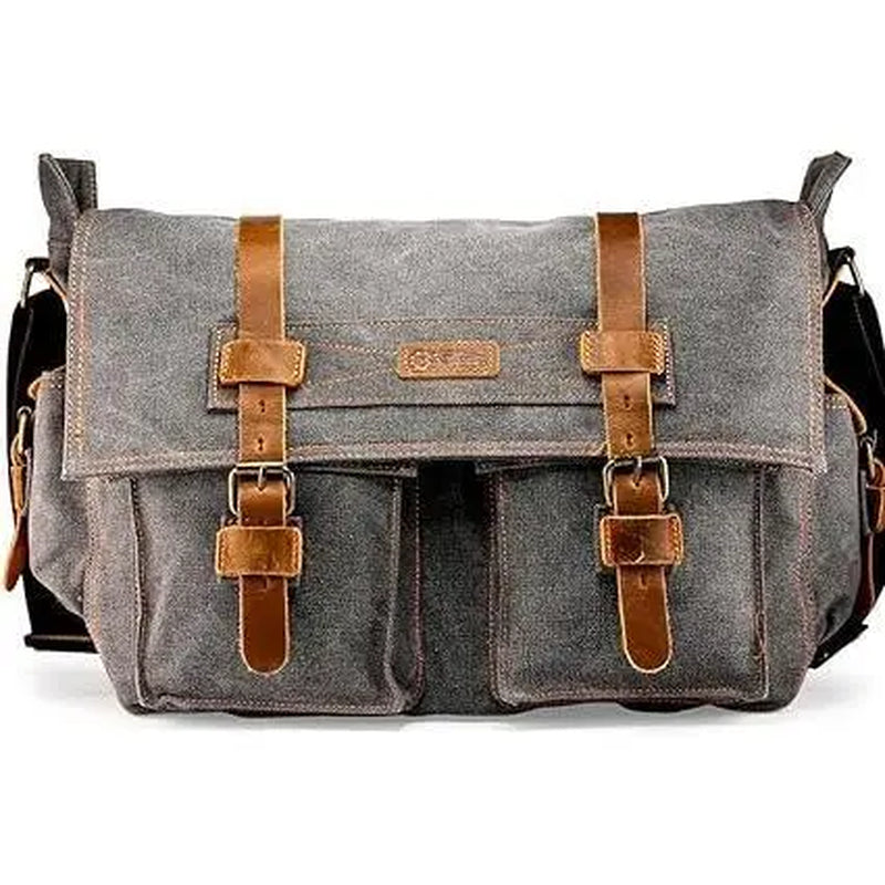 Messenger Bag for Laptop Vintage Canvas Leather Crossbody Satchel Shoulder Computer Bag Travel Office Messenger Bag