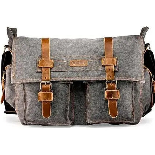 Messenger Bag for Laptop Vintage Canvas Leather Crossbody Satchel Shoulder Computer Bag Travel Office Messenger Bag