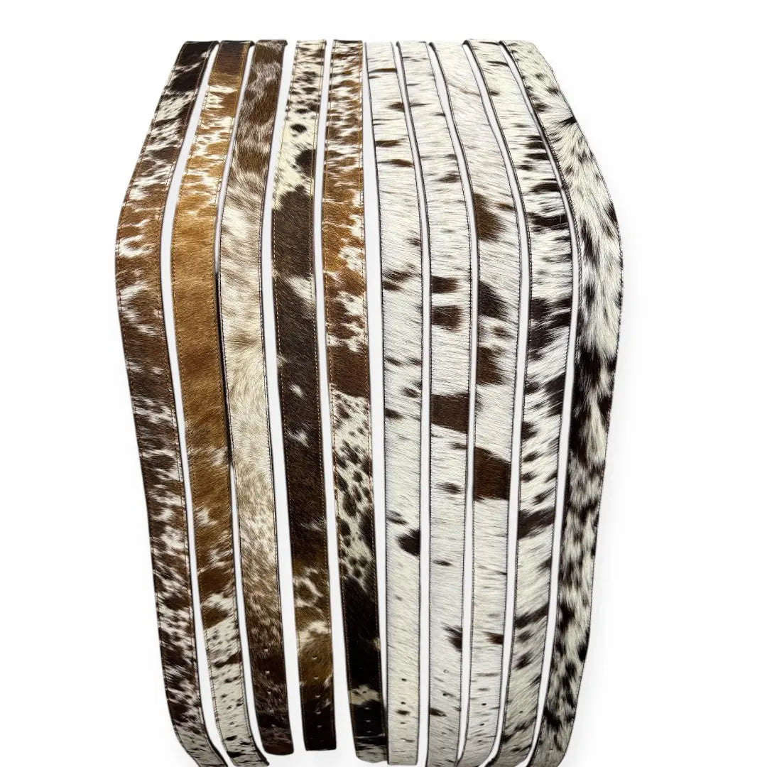 COWHIDE LEATHER BELTS for Men Women Genuine Cowhide Belts Real Hair-On Leather Belt for Cowboys Cowgirls Western Buckle Natural Print
