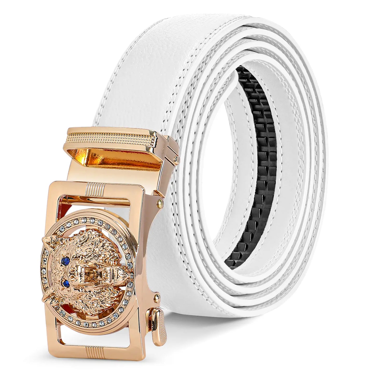 Fashion Ratchet Leather Dress Belt Genuine Leather with Alloy Automatic Buckle Sliding Leather Belt for Men