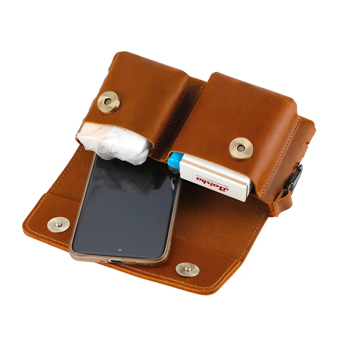 Men'S Leather Waist Bag Phone Holder for Business Travel Everyday Commute Brown Leather Belt Bag Travel Accessory Sleek Accessory Durable Construction Multiple Pockets for Keys & Cards Travelers Business Accessory Modern Pouch Sturdy Construction Beltbag