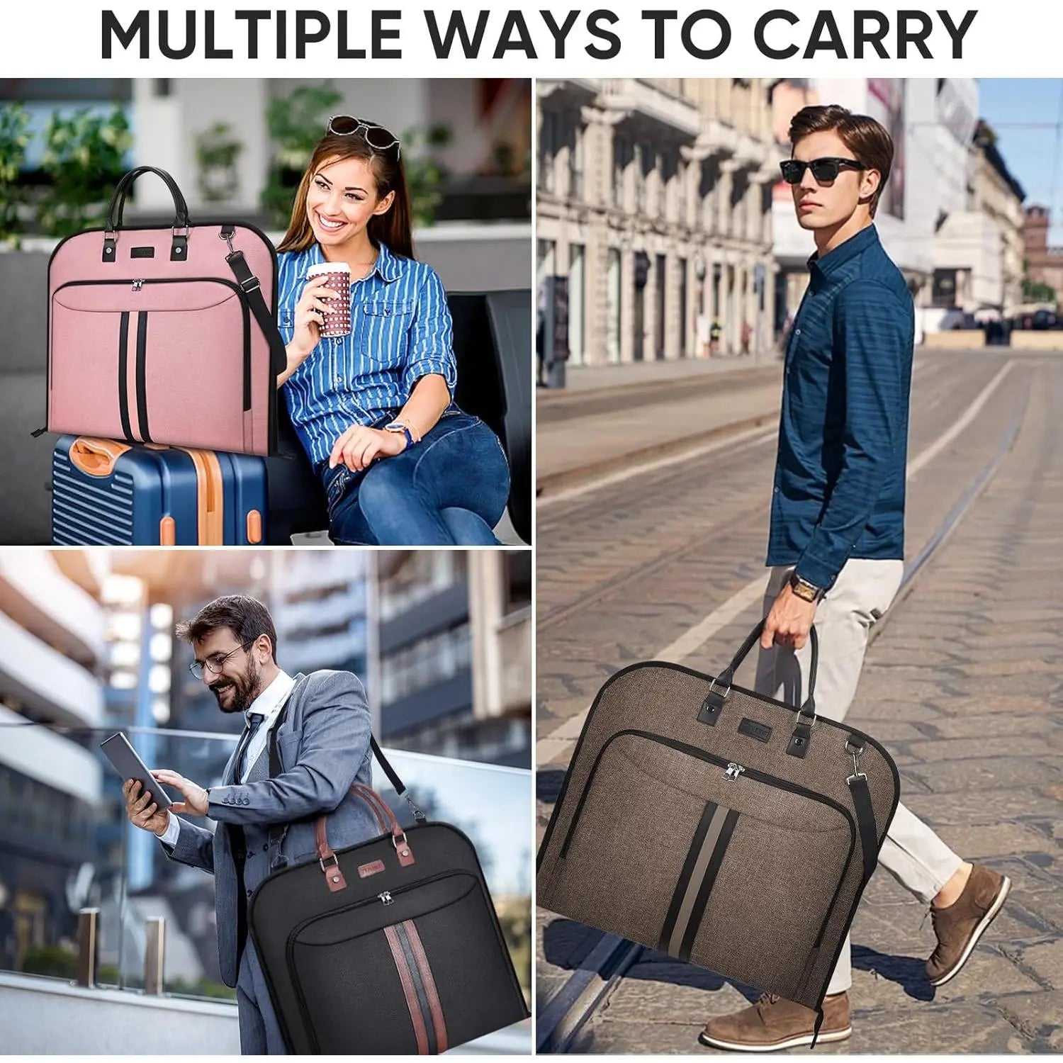 Travel Garment Bag, Travel Suit Bag for Men, 42'' Waterproof Carry on Garment Bag for Hanging Clothes, Garment Duffel Bag for Travel Business