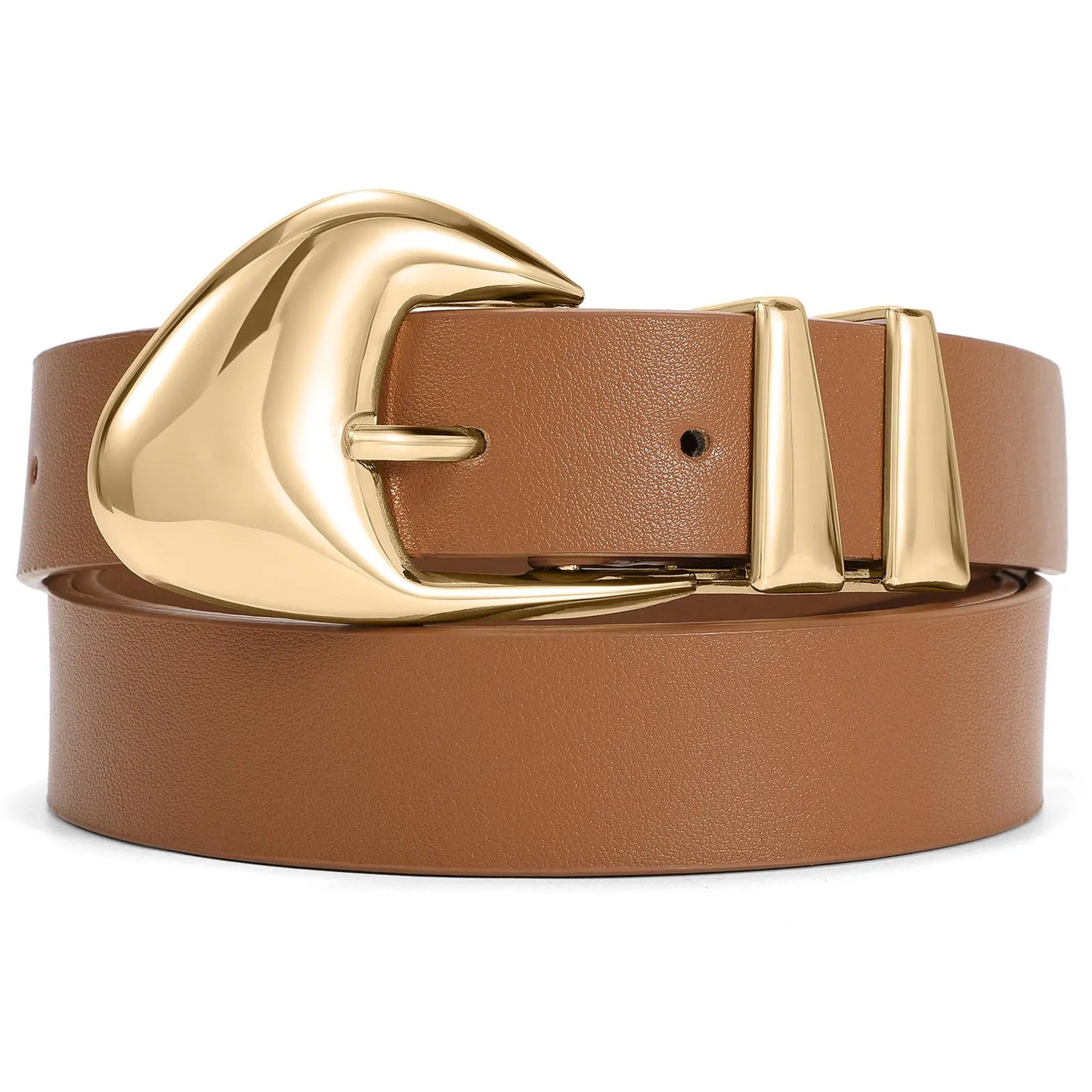 JASGOOD Women'S Leather Belts for Jeans Dress Pants Black Brown Belts for Women Ladies Waist Belts with Gold Buckle