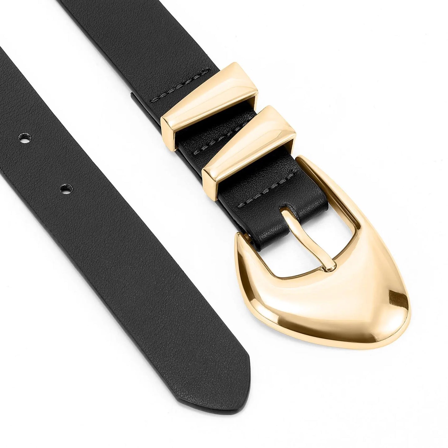 JASGOOD Women'S Leather Belts for Jeans Dress Pants Black Brown Belts for Women Ladies Waist Belts with Gold Buckle