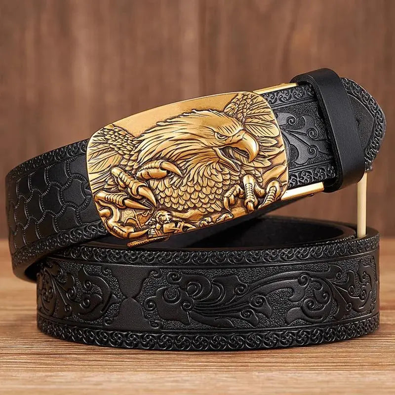 Men'S Leather Belts Belts for Men Genuine Leather Ratchet Belt Automatic Buckle Wide:35Mm Men Automatic Buckle Belt