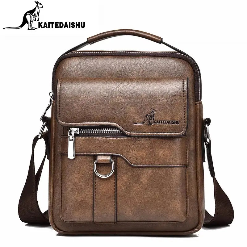Men'S Casual Shoulder Bag, Large Capacity Multifunctional PU Travel Crossbody Bag, Waterproof & Wear-Resistant, Versatile Fashion Bag