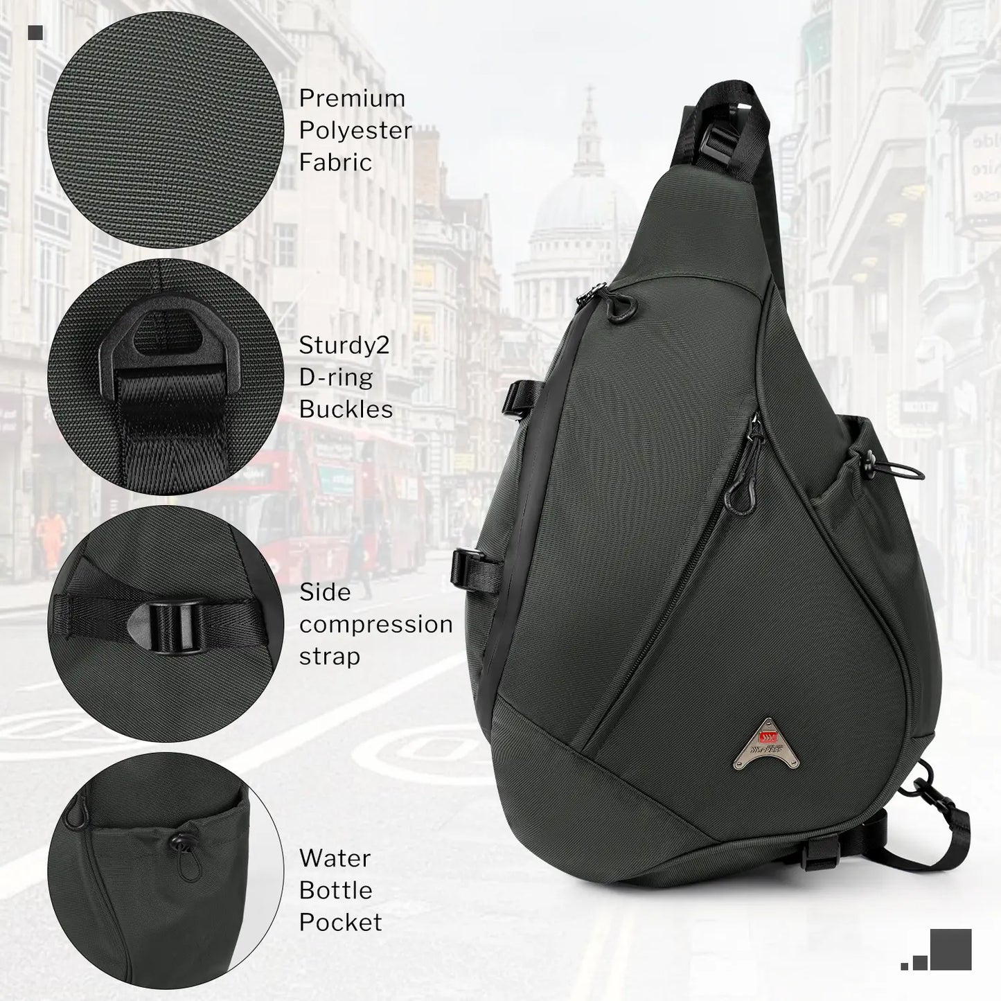 Waterproof Mens Crossbody Bag with Adjustable Strap,Lightweight Shoulder Chest Bag Daypack for Travel,Hiking,Sport