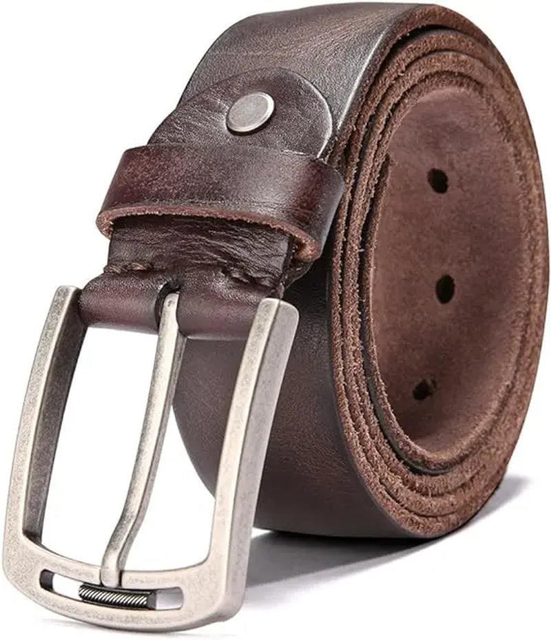 Leather Belts, Fashionable Trendy Versatile Waistbands for Jeans, Italian Cow Leather Belts, Anti-Scratch Buckle, 100% Full Grain Leather, Black Leather Belts, Brown Leather Belts