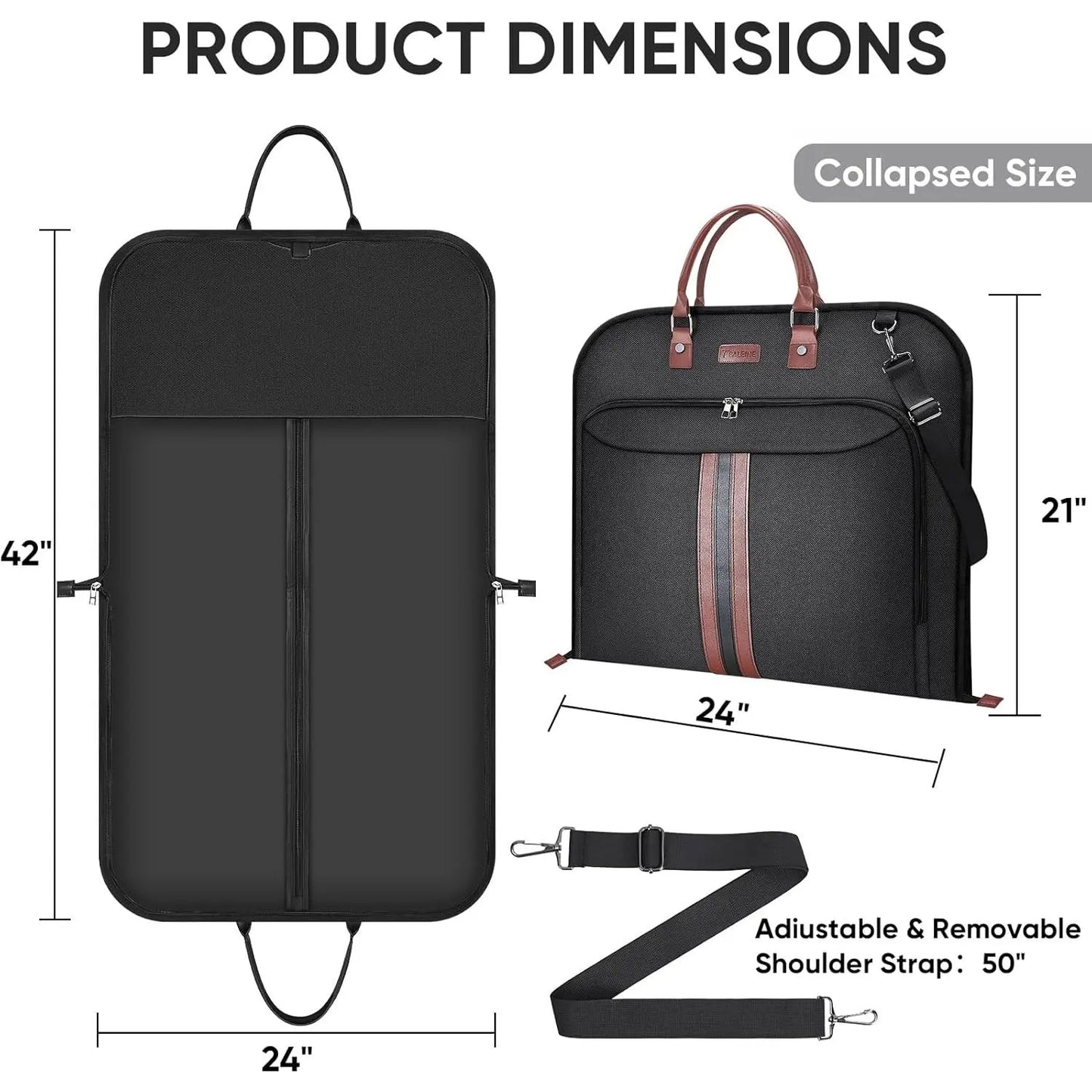 Travel Garment Bag, Travel Suit Bag for Men, 42'' Waterproof Carry on Garment Bag for Hanging Clothes, Garment Duffel Bag for Travel Business
