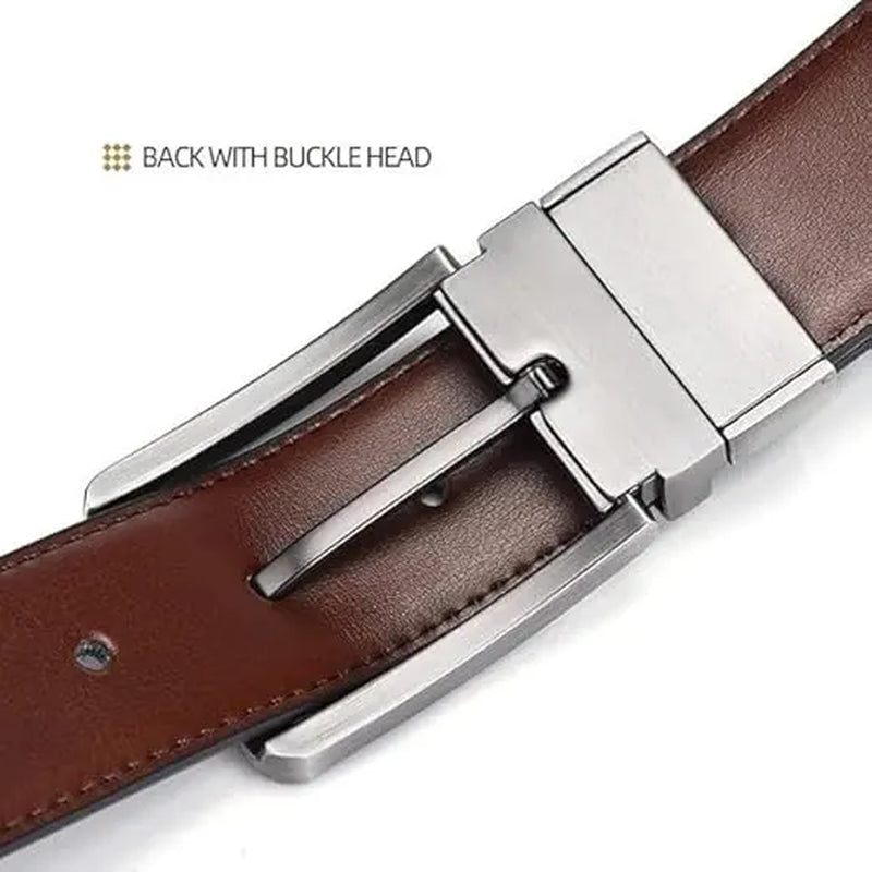 Mens Belt Casual Leather Belts - Reversible Belts for Men - Dual Side Adjustable Buckle Dress Pants Mens Belts