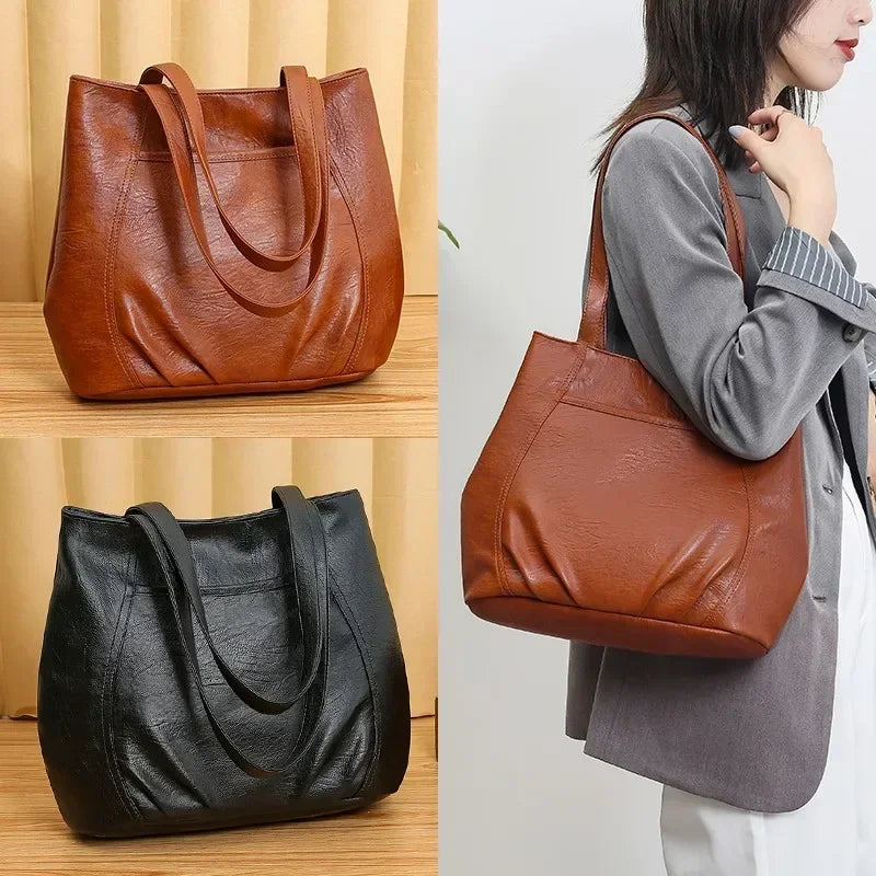 Luxury Retro Leather Handbag Ladies Shoulder Tote Bags for Women Large Capacity Crossbody Bag Fashion Brand Top Bags