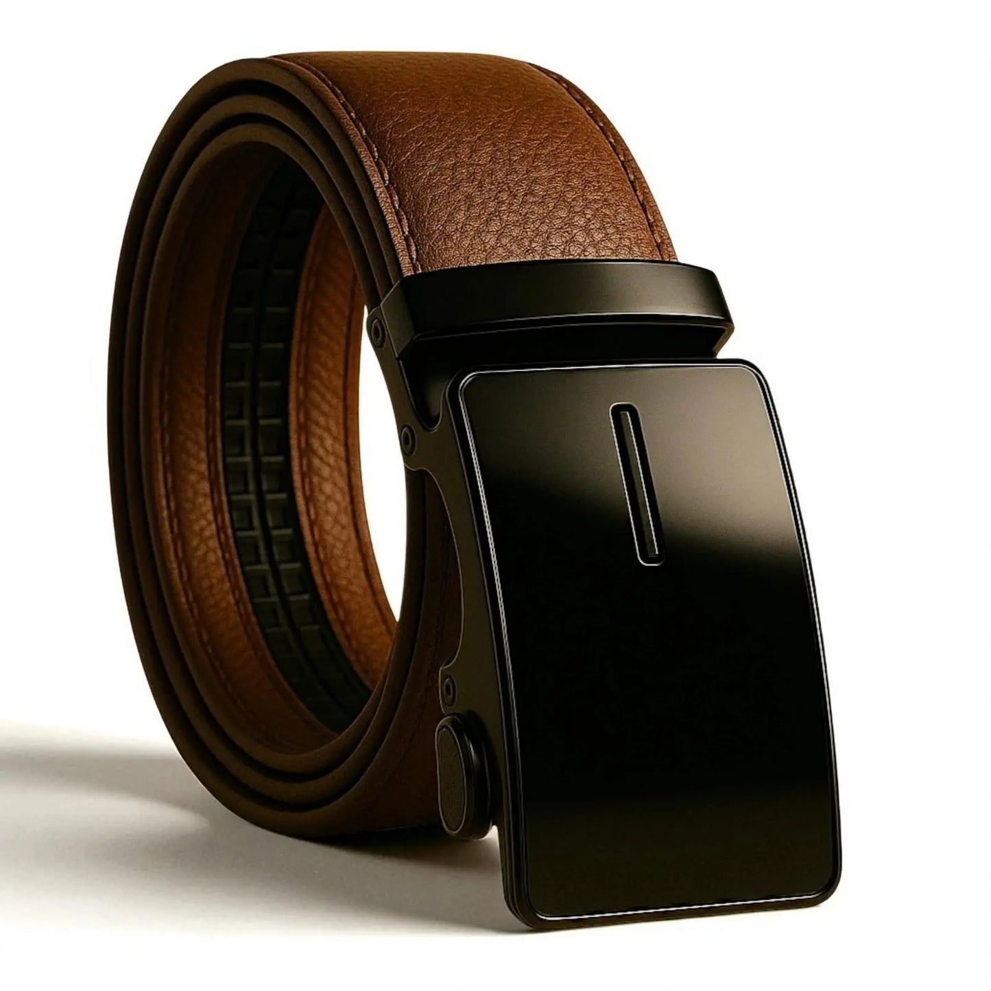Leather for Men`S Ratchet Belt Belts for Men Adjustable Automatic Buckle .