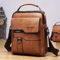 WEIXIER PU Leather Crossbody Bag Retro Street Style Large Capacity Commuter Bag with Adjustable Shoulder Strap for Business Travel Daily Use