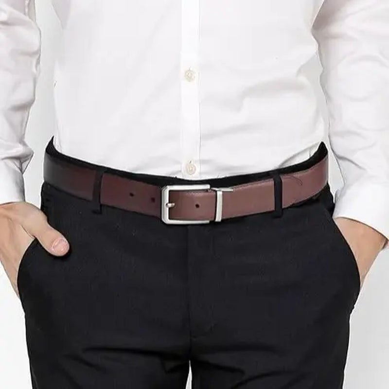Mens Belt Casual Leather Belts - Reversible Belts for Men - Dual Side Adjustable Buckle Dress Pants Mens Belts