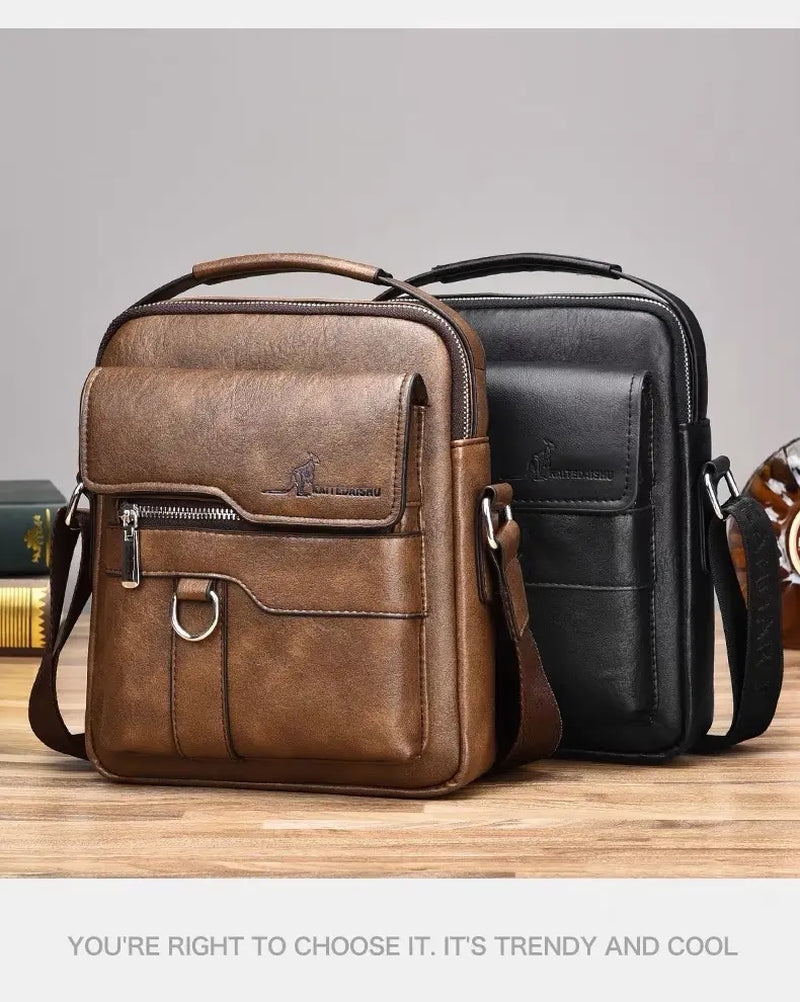 Men'S Casual Shoulder Bag, Large Capacity Multifunctional PU Travel Crossbody Bag, Waterproof & Wear-Resistant, Versatile Fashion Bag