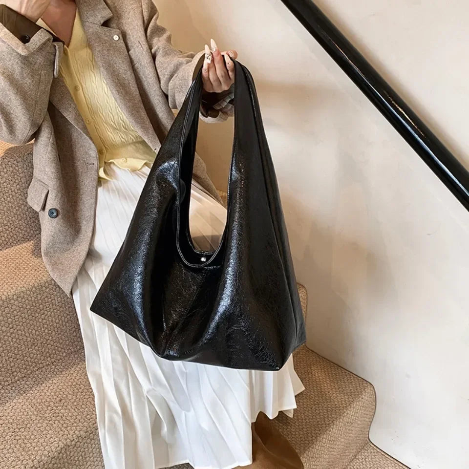 Designer Large PU Leather Hobo Underarm Bags Lady Fashion Shoulder Party Bag for Women New Trend Y2K Casual Handbags and Purses