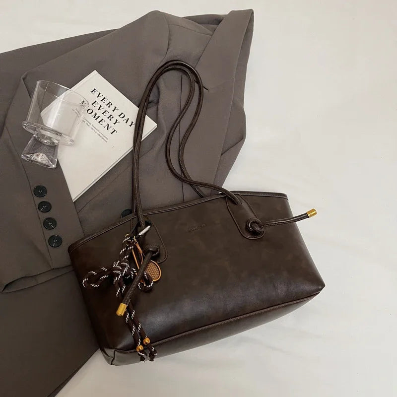 LEFTSIDE PU Leather Shoulder Bags for Women 2025 Winter Y2K Trend Female Crossbody Bag Lady Handbags and Purses Retro Tote Bag