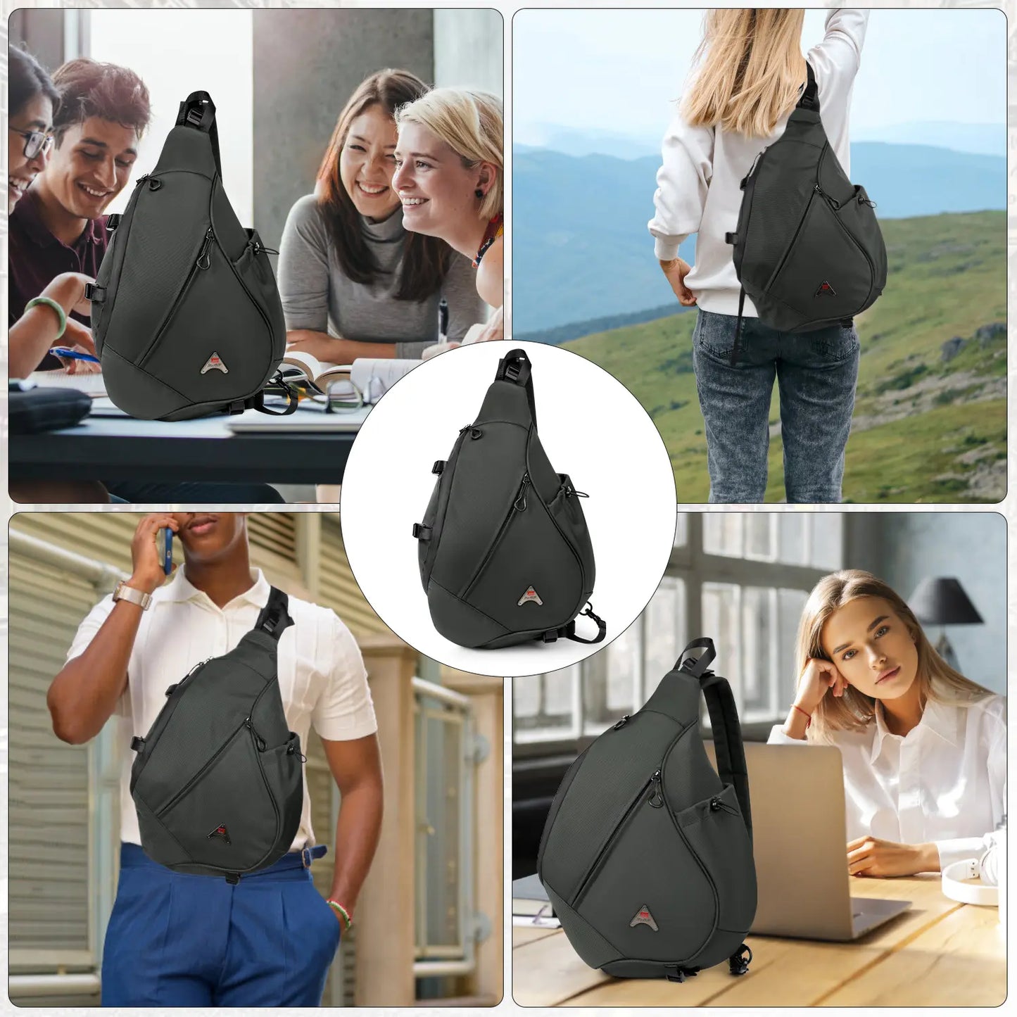 Waterproof Mens Crossbody Bag with Adjustable Strap,Lightweight Shoulder Chest Bag Daypack for Travel,Hiking,Sport