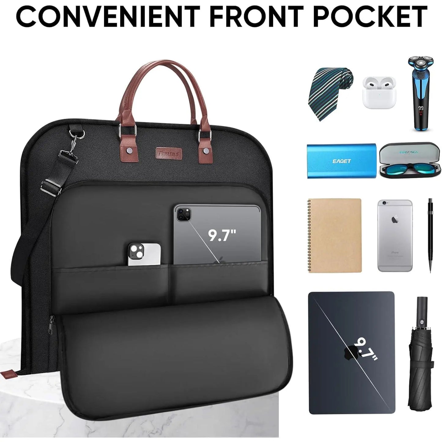 Travel Garment Bag, Travel Suit Bag for Men, 42'' Waterproof Carry on Garment Bag for Hanging Clothes, Garment Duffel Bag for Travel Business