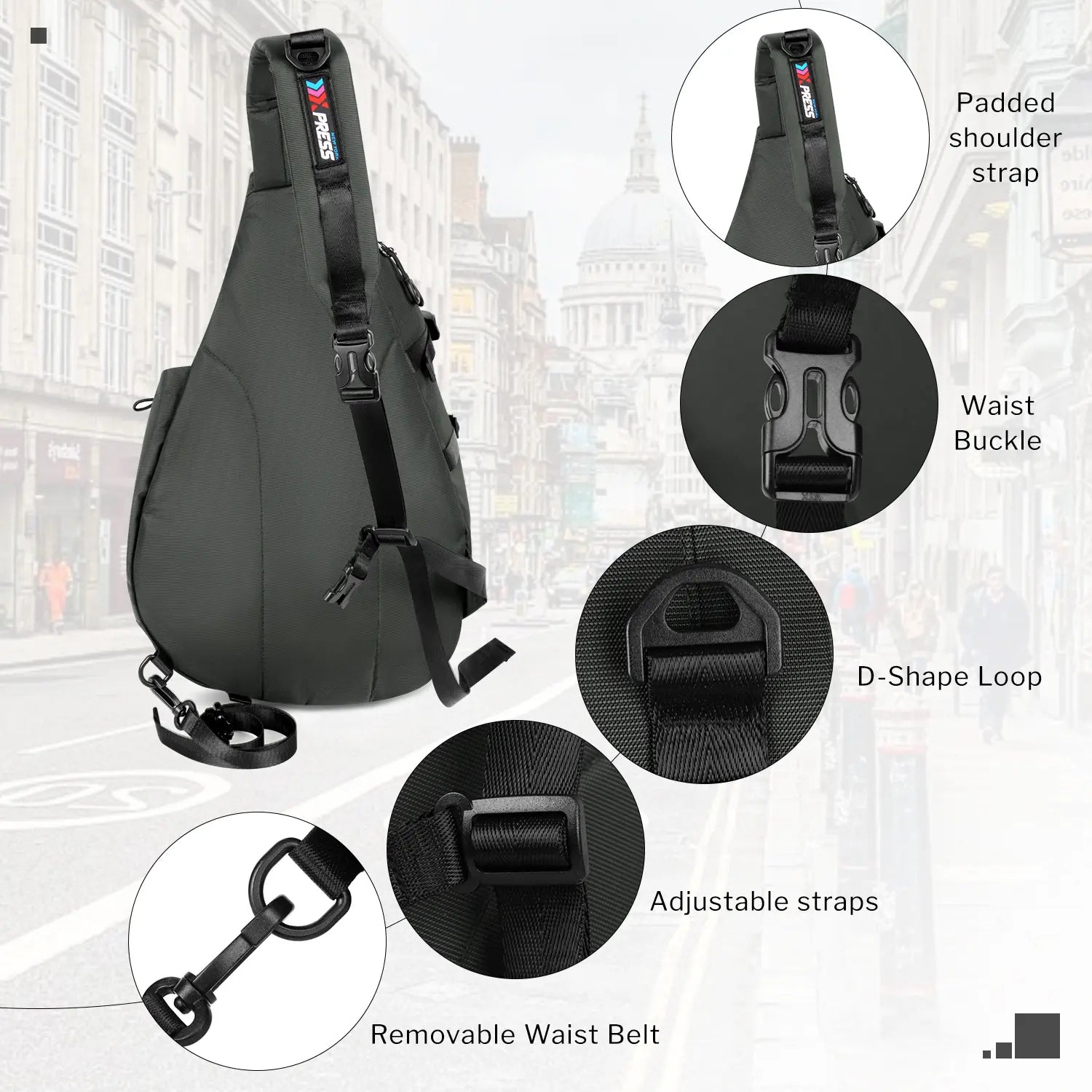 Waterproof Mens Crossbody Bag with Adjustable Strap,Lightweight Shoulder Chest Bag Daypack for Travel,Hiking,Sport