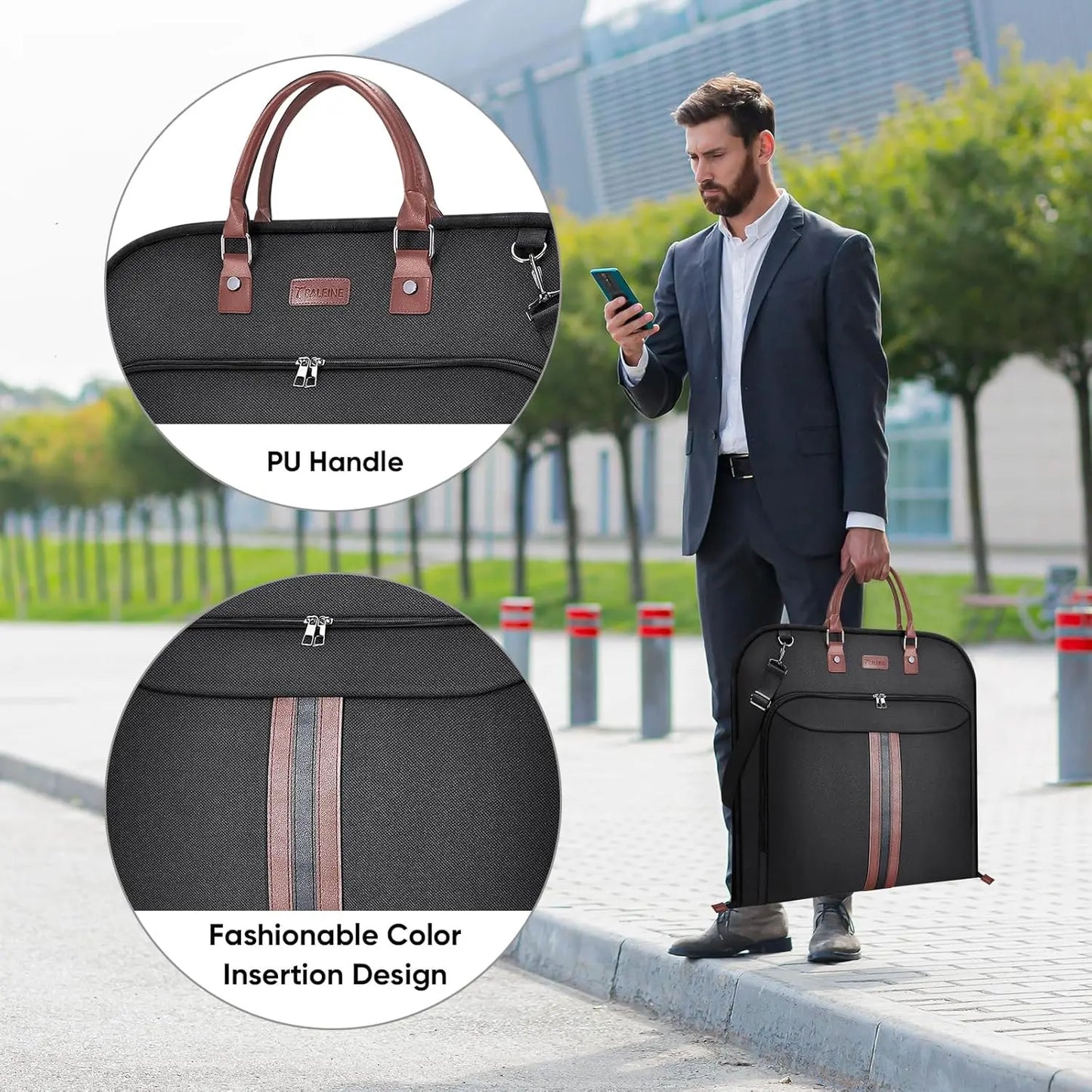 Travel Garment Bag, Travel Suit Bag for Men, 42'' Waterproof Carry on Garment Bag for Hanging Clothes, Garment Duffel Bag for Travel Business
