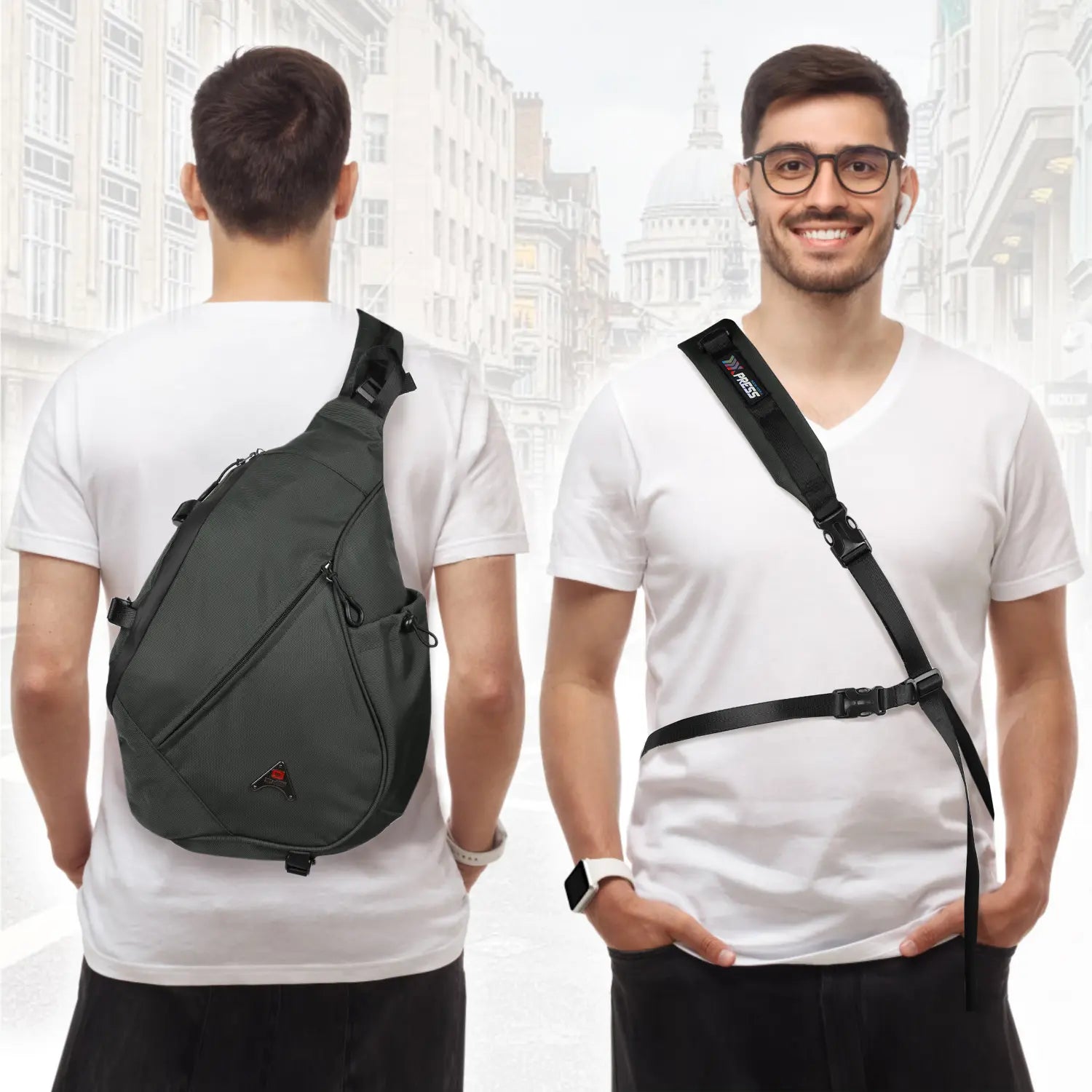 Waterproof Mens Crossbody Bag with Adjustable Strap,Lightweight Shoulder Chest Bag Daypack for Travel,Hiking,Sport