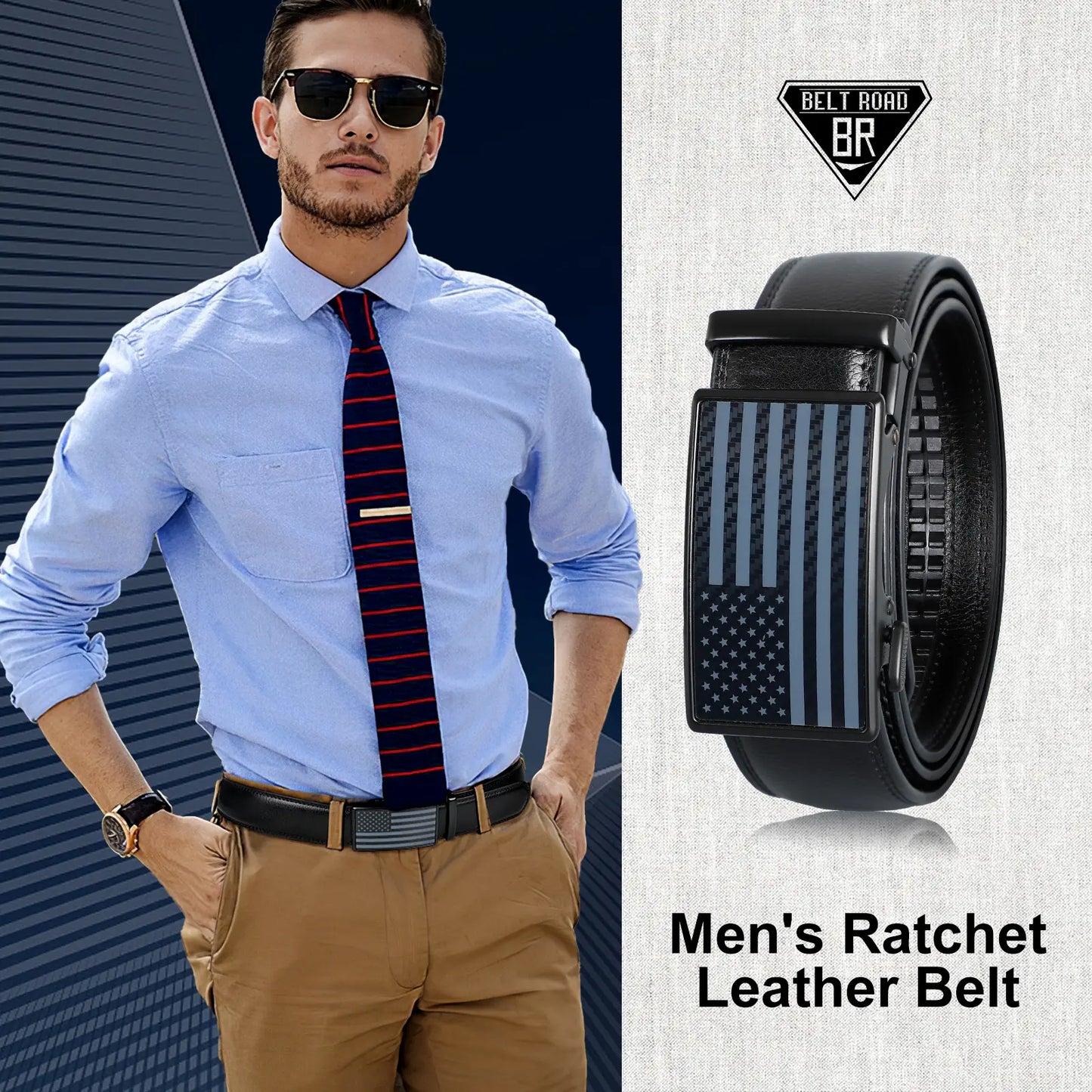 BELTROAD Men'S Belts Leather Ratchet Dress Belts for Men with Adjustable Slide Buckle