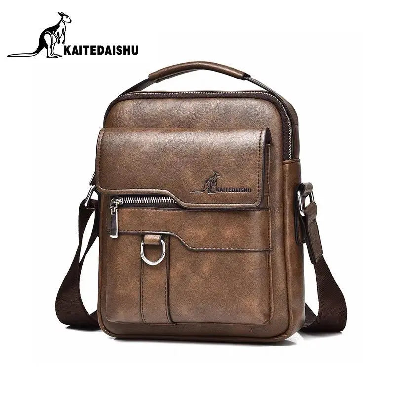 Men'S Casual Shoulder Bag, Large Capacity Multifunctional PU Travel Crossbody Bag, Waterproof & Wear-Resistant, Versatile Fashion Bag